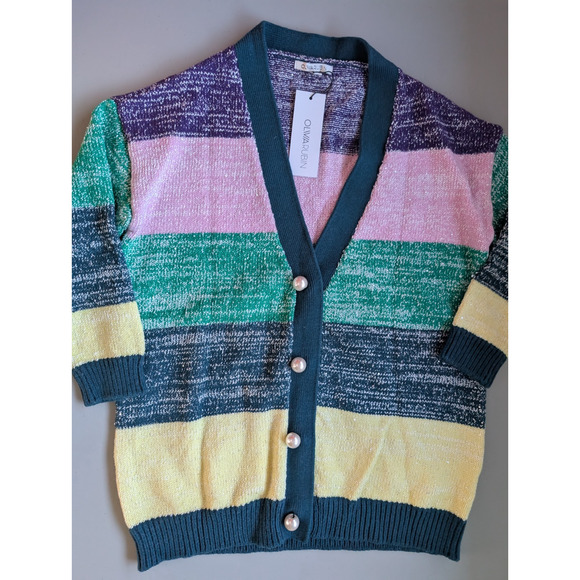 NWT OLIVIA RUBIN Mika Oversize Cardigan Sequin Pearl Size XS Stripe #2B432 - Picture 7 of 14